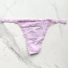 Victoria's Secret The Lacie Lace-Trim Smooth V-String Panty Violet Sugar SZ L/XL