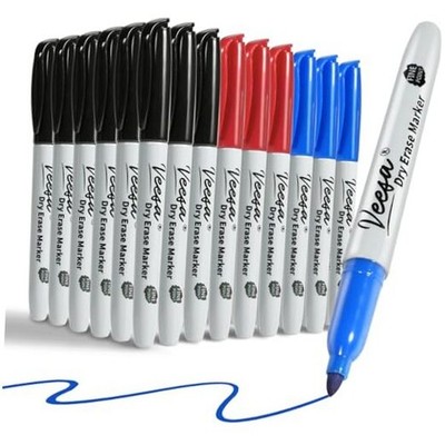  Dry Erase Markers (Black Red Blue), Fine Tip, 75 Count Low-Odor Multicolor