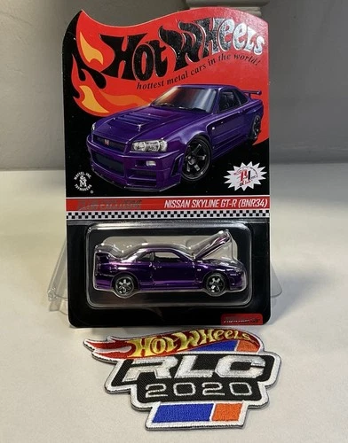 Hot Wheels RLC Redline Club Nissan Skyline GTR BNR34 Purple Membership Patch Pin