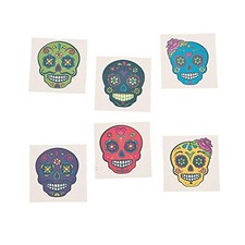 Sugar Skull Temporary Tattoos - Day of the Day and Halloween Accessories - 72...