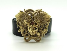Versace Vitello Winged Medusa Black Belt, 110 /44