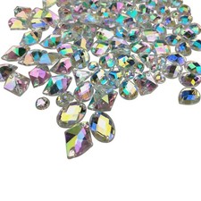 200PCS Crystal Gems AB Acrylic Flatback Sew On Diamante Rhinestones with Mixe...