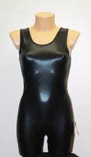 Women Gymnastics Short Unitard 260-00 Black Spandex Leather-like Size M