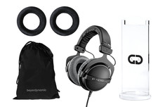beyerdynamic DT 770 Pro 250-Ohm Headphone, Acrylic Stand Black Ear Pad Bundle