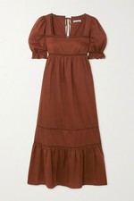 Reformation Bekkah Crocheted Lace-Trimmed Organic Cotton Midi Dress Size XL