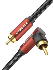 90 Degree RCA Cable Right Angle Subwoofer Cable, 24K Gold Plated Dual Shielded -
