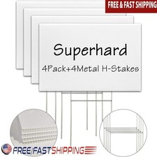 Blank Yard Signs 4 Pack Durable Lawn Signs W/ Metal H Stakes Outdoor Use