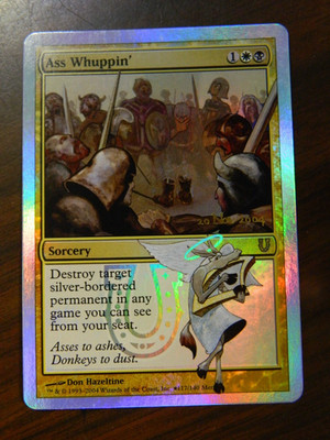 MTG FOIL Unhinged Pre-Release Card Ass Whuppin' Near Mint Condition