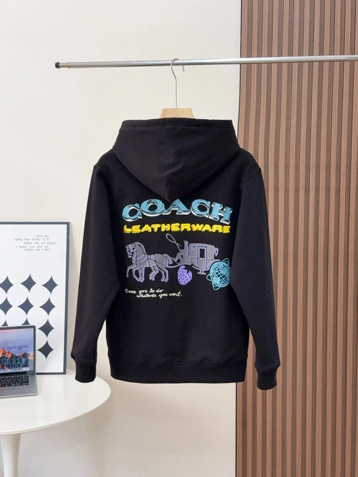 NWT COACH Men's Black signature Hoodies Hat Coat cardigan Organic Cotton