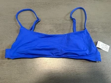NEW blue ribbed  L SPACE swimsuit bikini top size large