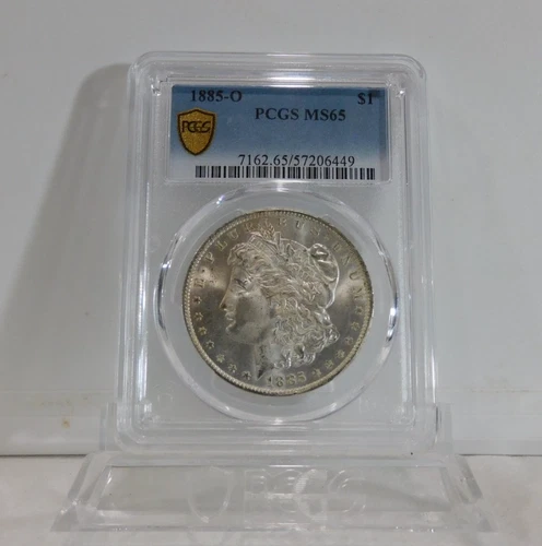 GOLD SHIELD!  1885-O  MORGAN Silver Dollar, PCGS MS-65!
