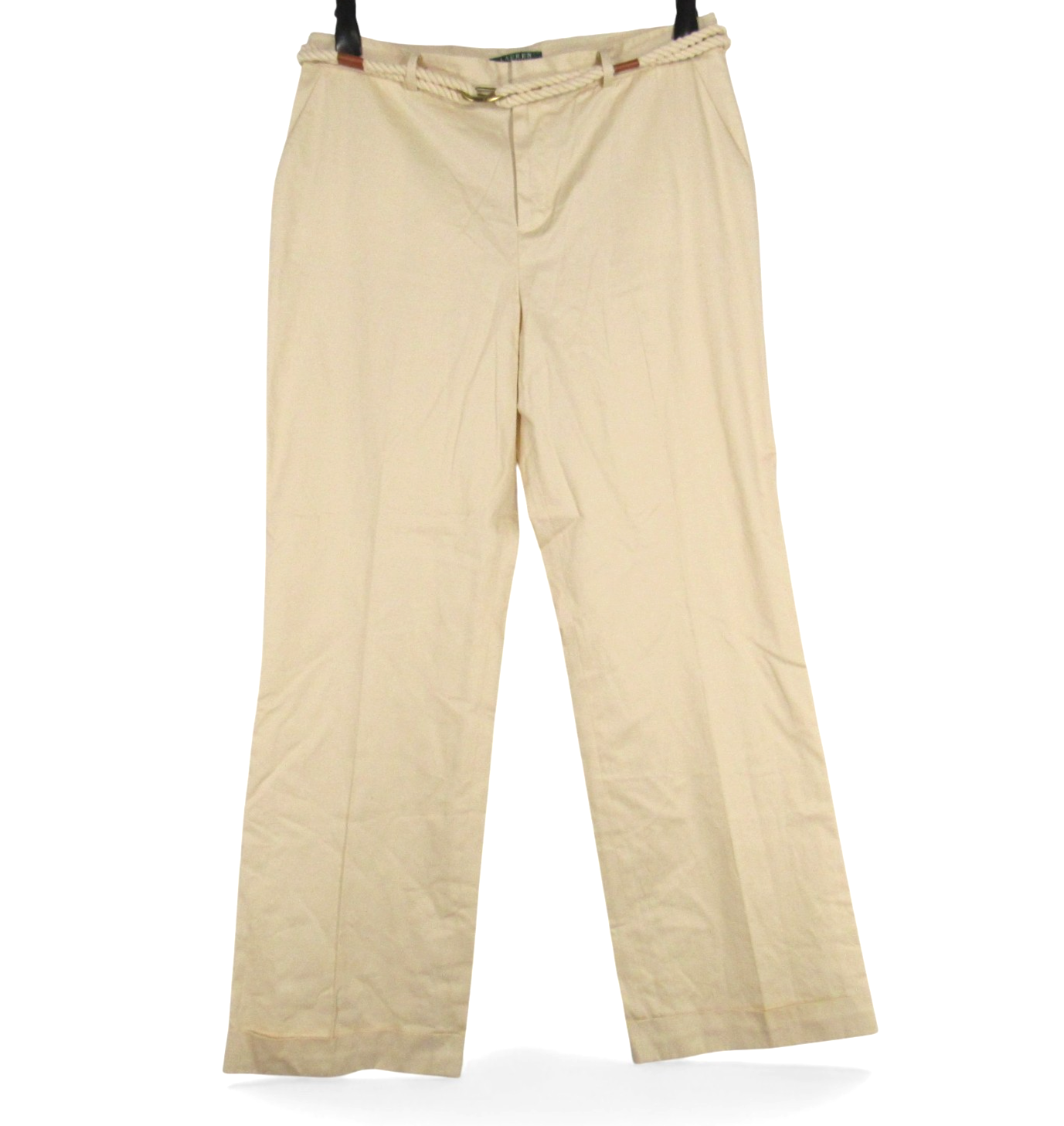 NWT LAUREN RALPH LAUREN Tan CLASSIC FIT Cuff Hem HIGH-RISE Chinos PANTS Sz 14