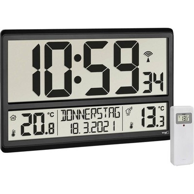TFA Dostmann 60.4521.01 Funk Wanduhr 36 cm x 2.8 cm x 23.5 cm Schwarz Großes