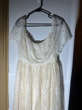 Baltic Born Ivory Lace Scoop Neck Cap Sleeve A-Line Full-Length Dress XL