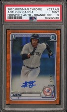 2020 Bowman Chrome 1st Anthony Garcia AUTO True Orange /25 PSA 9 Yankees