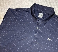 Callaway Opti-Dri Mens XXL Navy Blue All Over Chevron Logo Golf Polo Shirt