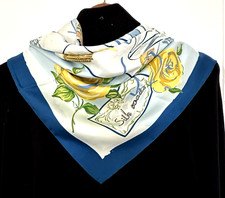 35"x35"Silk Roads 1 Print Pure Mulberry Twill Silk18momme Double-sided Scarf88cm