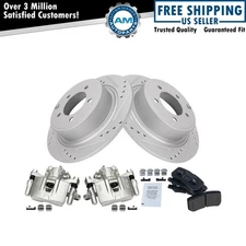 Rear Brake Calipers Ceramic Pads & Drilled Rotors Fits 09-12 Outlander
