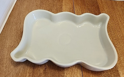 Vintage Light Gray Ceramic Dish Tray 8-1/2'' Long x 5-1/2'' Wide x 1-1/2'' High