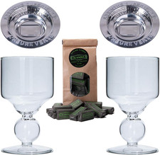 Set Di Bicchieri per Assenzio Louche 2X Bicchieri a Bolla Fatti a Mano Con Serba