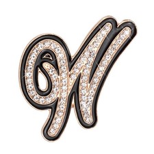 Rhinestone Letter Brooch Pins, Initial Letter W Broaches Lapel Pin, Gold Tone