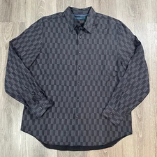 Perry Ellis Long Sleeve Men’s XL Shirt Black Multicolored Geometric Pattern