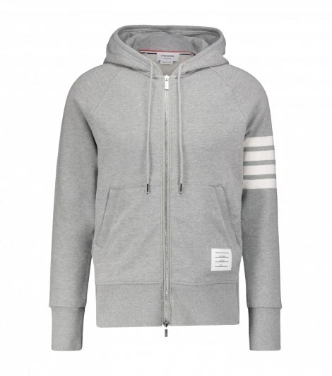 Felpa con cappuccio e zip Thom Browne grigia classica loopback 4 bar nuova con etichette taglia 3 (media grande)