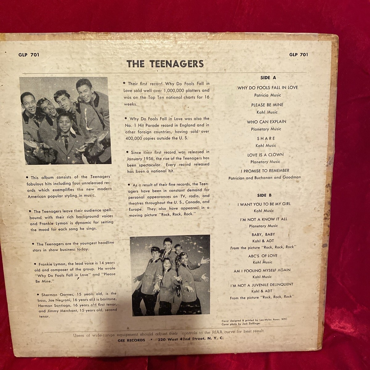 The Teenagers feat. Frankie Lymon Gee LP- RARE!-GLP 701 The Teenagers feat. Frankie Lymon Gee LP- RARE!-GLP 701