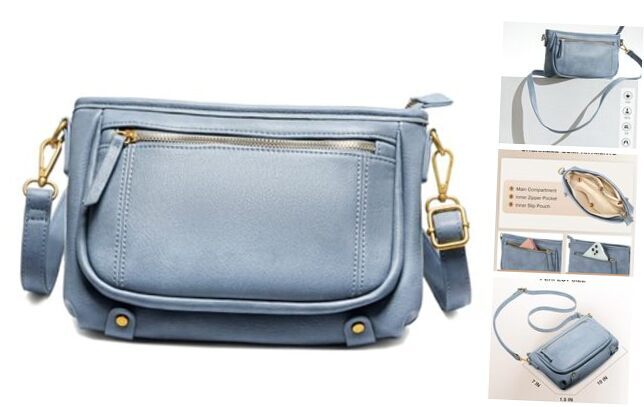Crossbody Bags for Women Trendy Soft Leather Small Crossbody Purse Light Blue