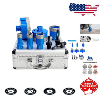 Versatile Diamond Hole Saw Kit for Ceramic and Marble - 5/8' Thread Included