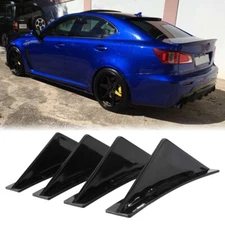 Black Curved Rear Bumper Diffuser 4 Shark Spoiler Lips For Lexus IS250 IS300 350