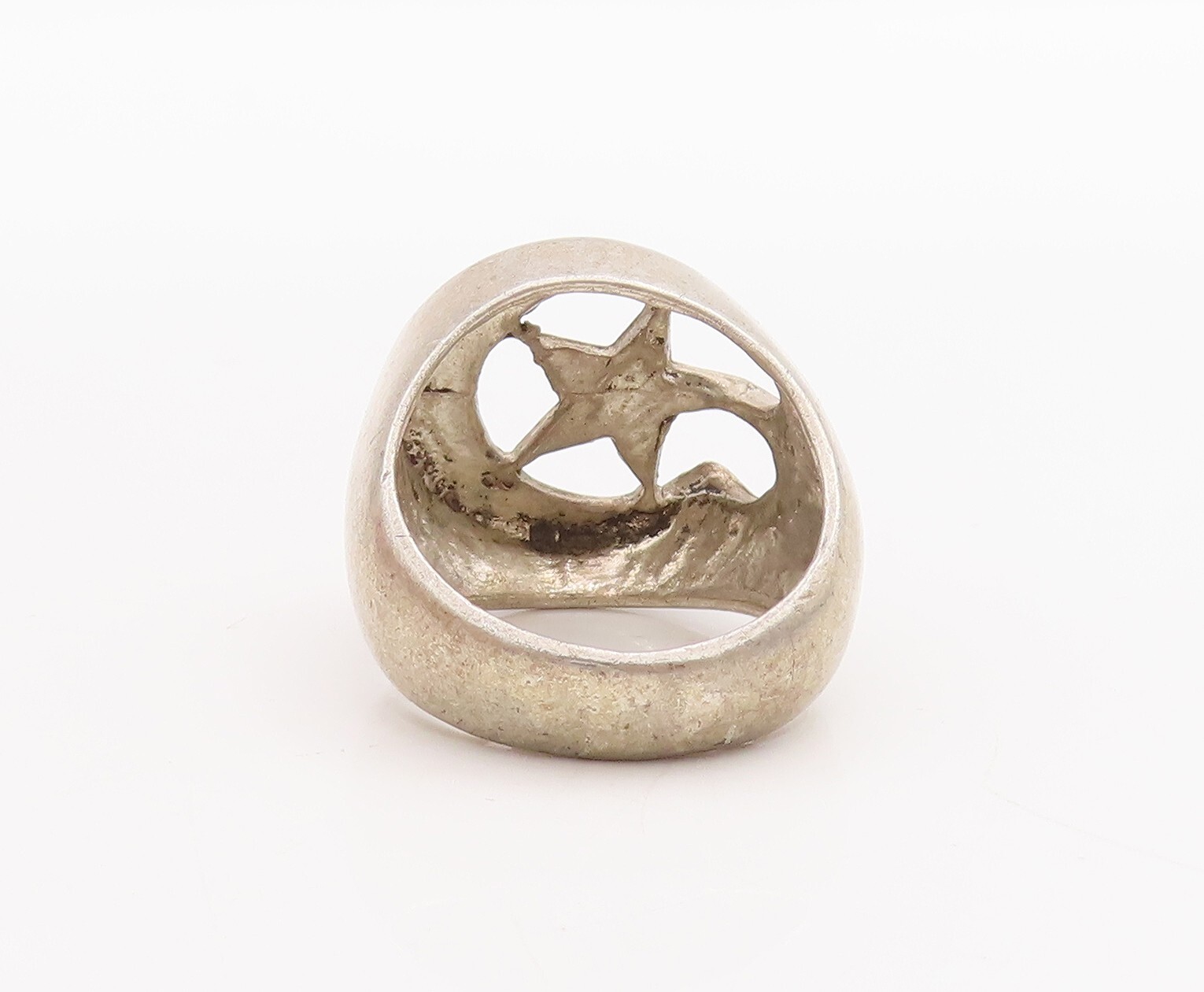 925 Sterling Silver Vintage Ring Solid Cutout Hal… - image 4