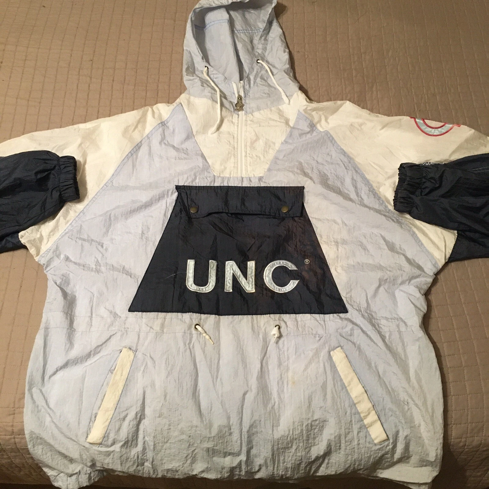 Vintage North Carolina Jacket Baby Blue Pull Over Tar Heels Conic Size L Large