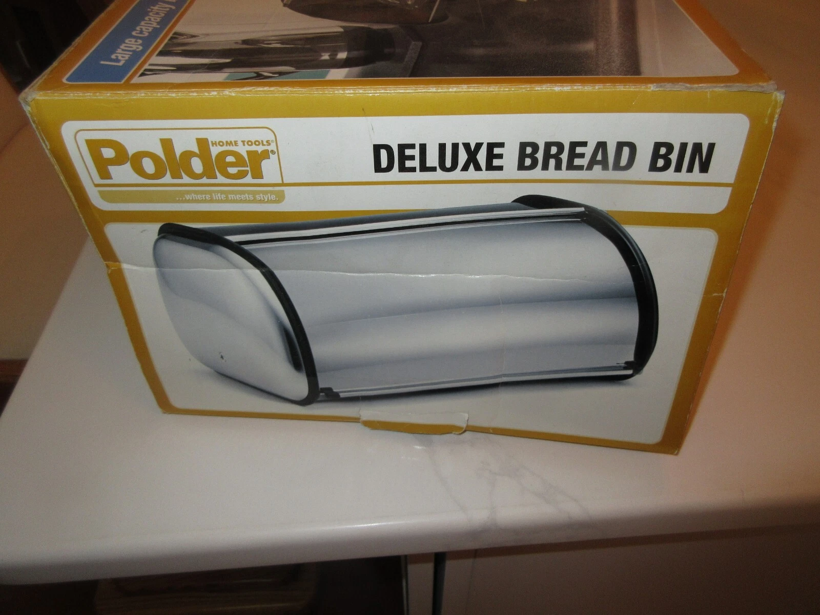 Polder , Deluxe Bread Bin , Nickle , Brushed Stainless Steel , Roll Top