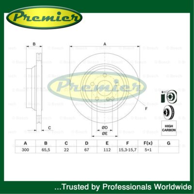 Premier Rear Brake Disc Fits Mercedes E-Class 2002-2016 CLS 2004-2017