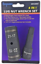 4 N 1 Flip Lug Nut Impact Socket With 1/2" Extension Bar METRIC ( 17,19,21,22mm)