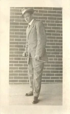 Mystery Man Suit Cane & Hat Circa 1920 Mens Fashion RPPC Real Photo Postcard