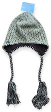 Burton Women's Earflap Beanie Cap Hat Lid Snowboard Green Brown Tassels Ski