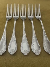 Lot Of 5 Dinner Forks National Stainless Japan Flatware NST29 Glossy Swirls