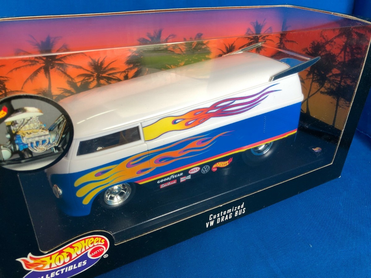 HOT WHEELS VW CUSTOMIZED DRAG BUS 1/18 DIE-CAST 100% COLLECTIBLES