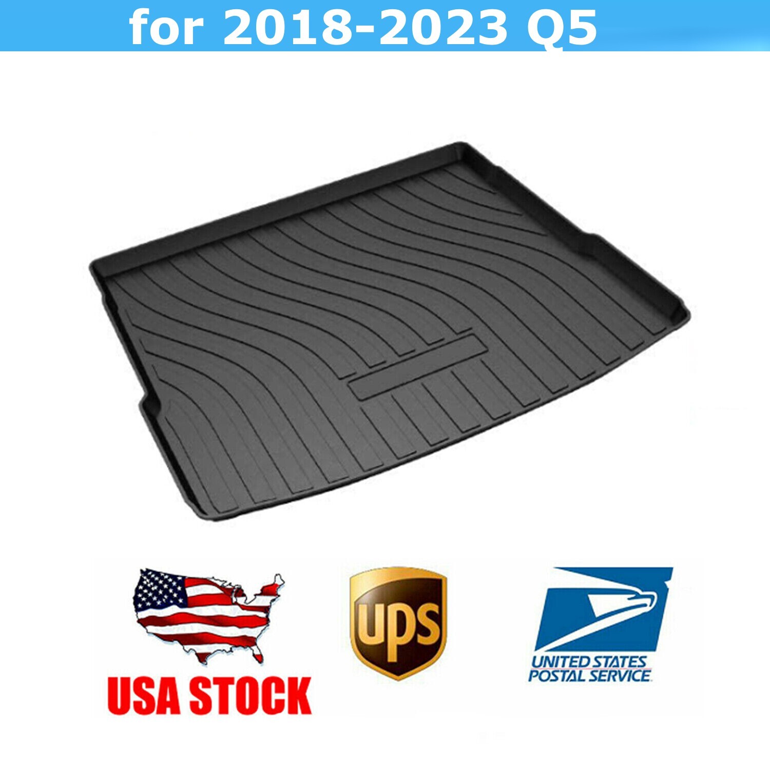 Black Rear Cargo Trunk Liner Boot Floor Cover Mat Carpet for 2018-2023 Audi Q5