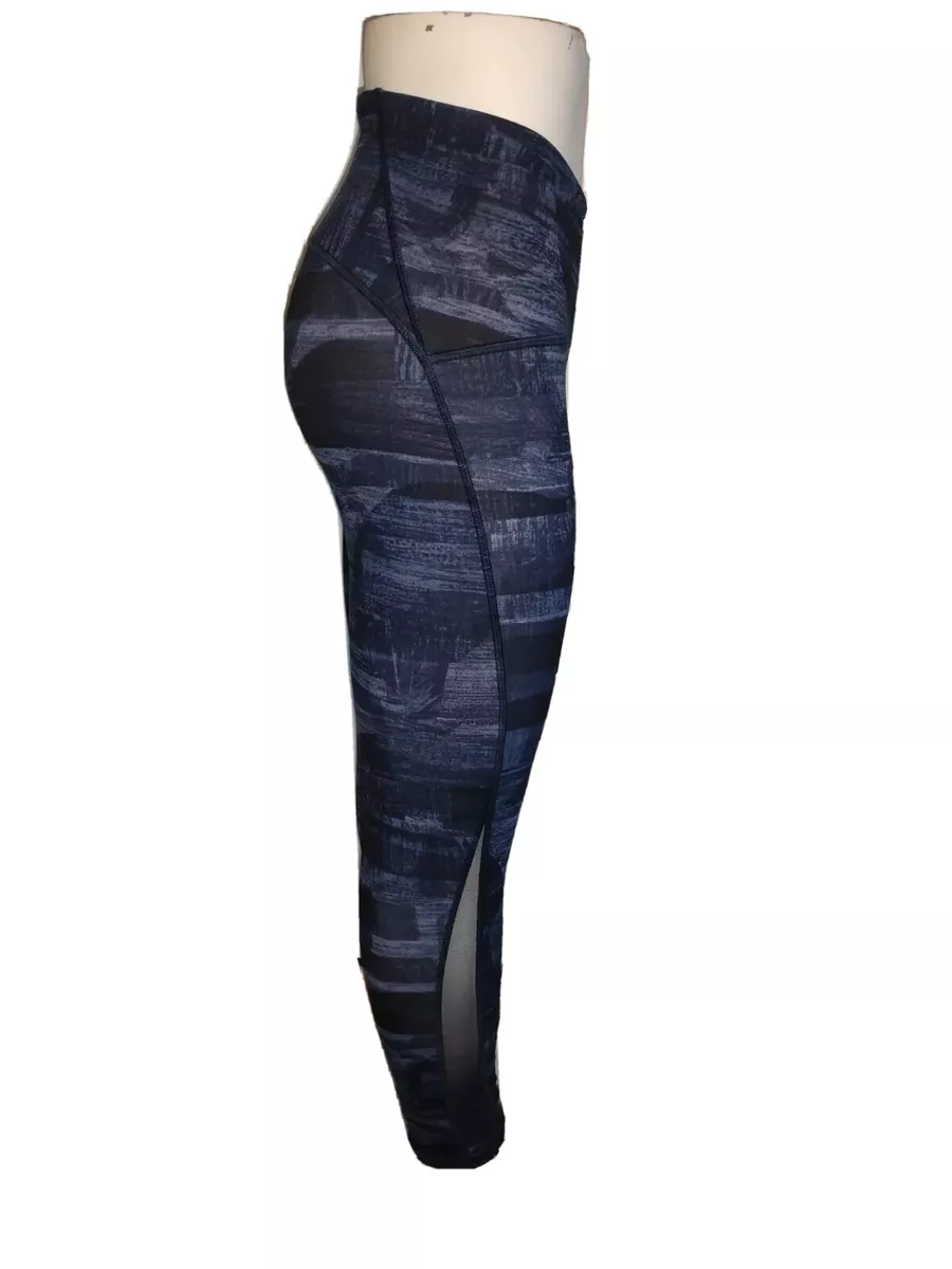 LULULEMON Leggings w Mesh Camo Print Back Panel Pocket Blue Size 4