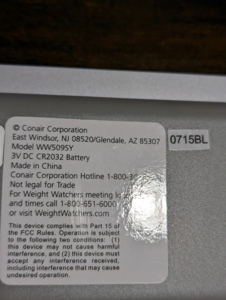 Durable Weight Watchers by Conair Digital Painted Glass Scale New Model WW509SY - Image 4 of 4