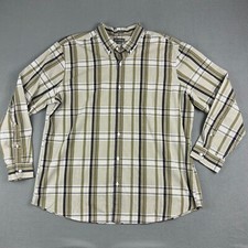 Eddie Bauer Shirt Mens 2XL Legend Wash Poplin Green Olive Plaid Button Down NWT