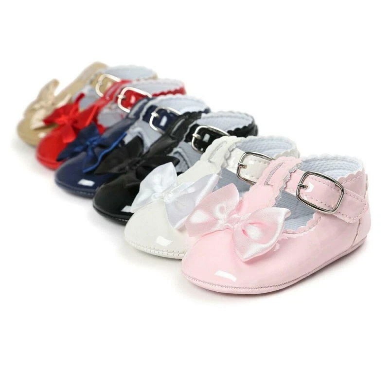 Zapatos Comodos Zapatitos De Baby Niña Recien Nacido De Piel Con Moño | eBay