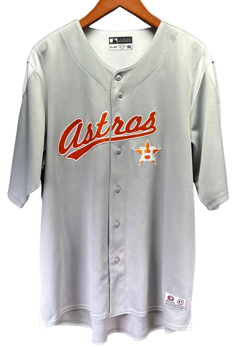 HOUSTON ASTROS True Fan MLB Official Mens Jersey Gray Writing Logo 2XL