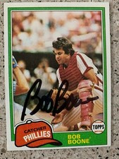 BOB BOONE PHILLIES 1981 TOPPS AUTOGRAPHED SIGNED CARD WORLD SERIES CHAMPIONS 290