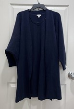 J JILL Pure Jill Large Cotton Blend Open Cardigan Dolman Sweater Blue Lagenlook