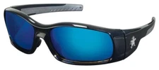 MCR Safety Swagger Safety Glasses Sunglasses Black Frame Blue Mirror Lenses Z87