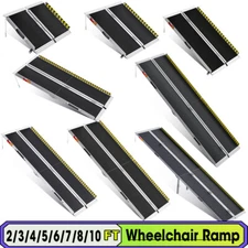 2-10ft Aluminum Multi-Folding Wheelchair Scooter Mobility Ramp Portable Non-Slip